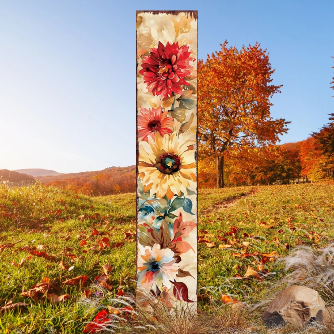 Fall Garden Stake - Watercolor Boho Floral Bouquet Decor