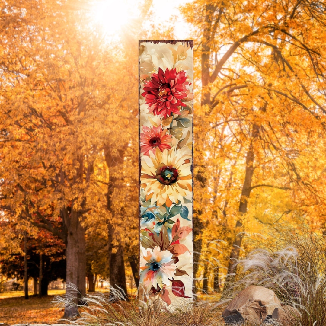 Fall Garden Stake - Watercolor Boho Floral Bouquet Decor