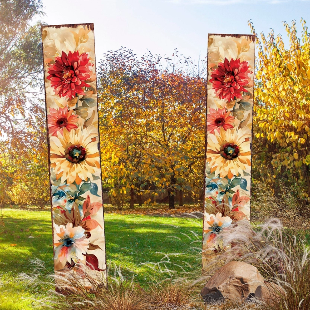 Fall Garden Stake - Watercolor Boho Floral Bouquet Decor