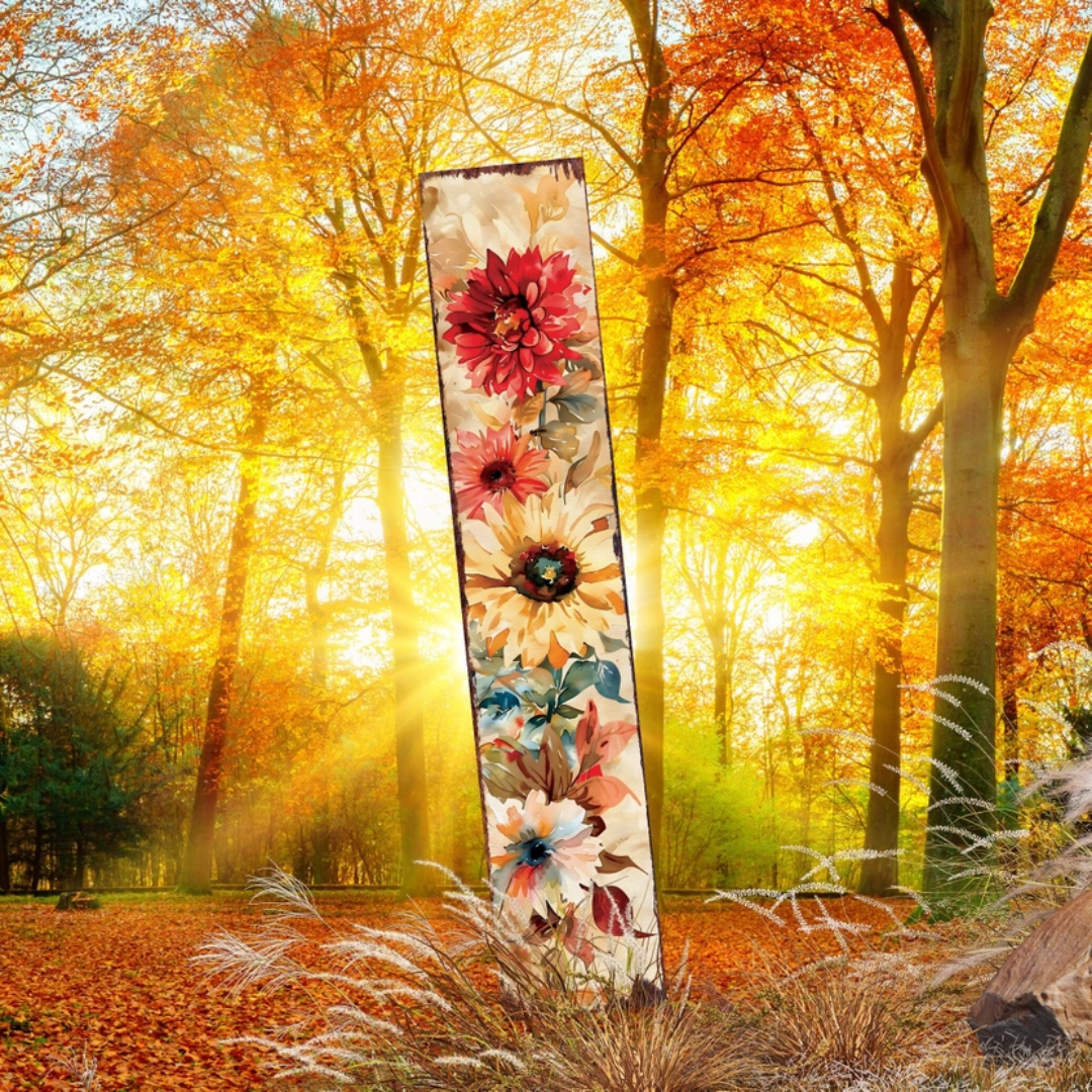 Fall Garden Stake - Watercolor Boho Floral Bouquet Decor