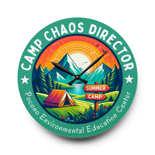 Camp Chaos Director Acrylic Wall Clock
