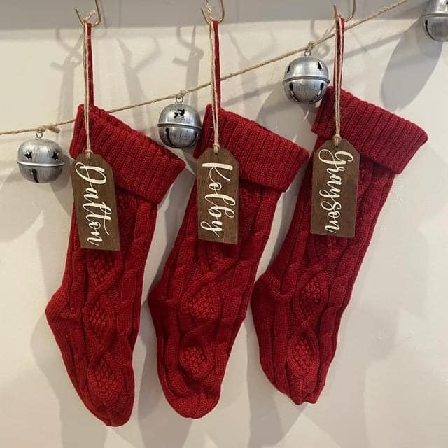 Custom Christmas Stocking with Wooden Tag - Not Your Mama’s Farmhouse