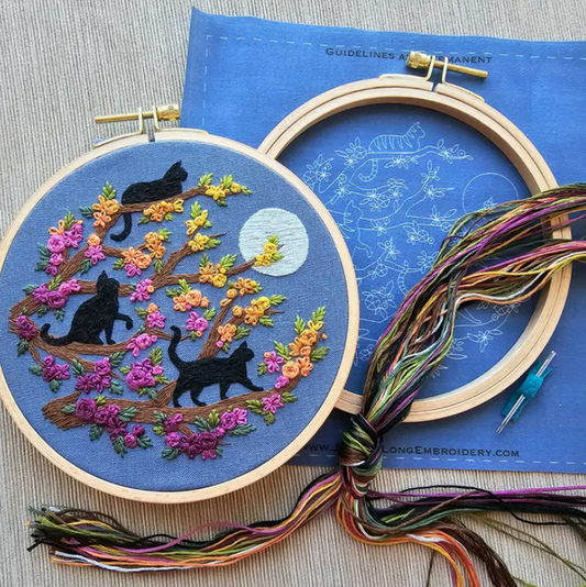 Cats & Full Moon Embroidery Kit