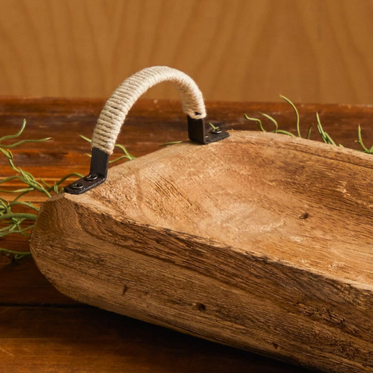 Wood Coffee Table Tray with Handles, Rustic Centerpiece