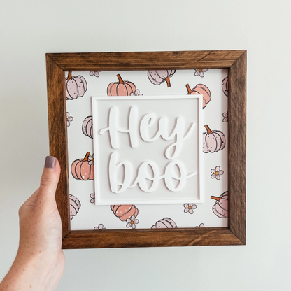 Hey Boo 3D Framed Wood Sign