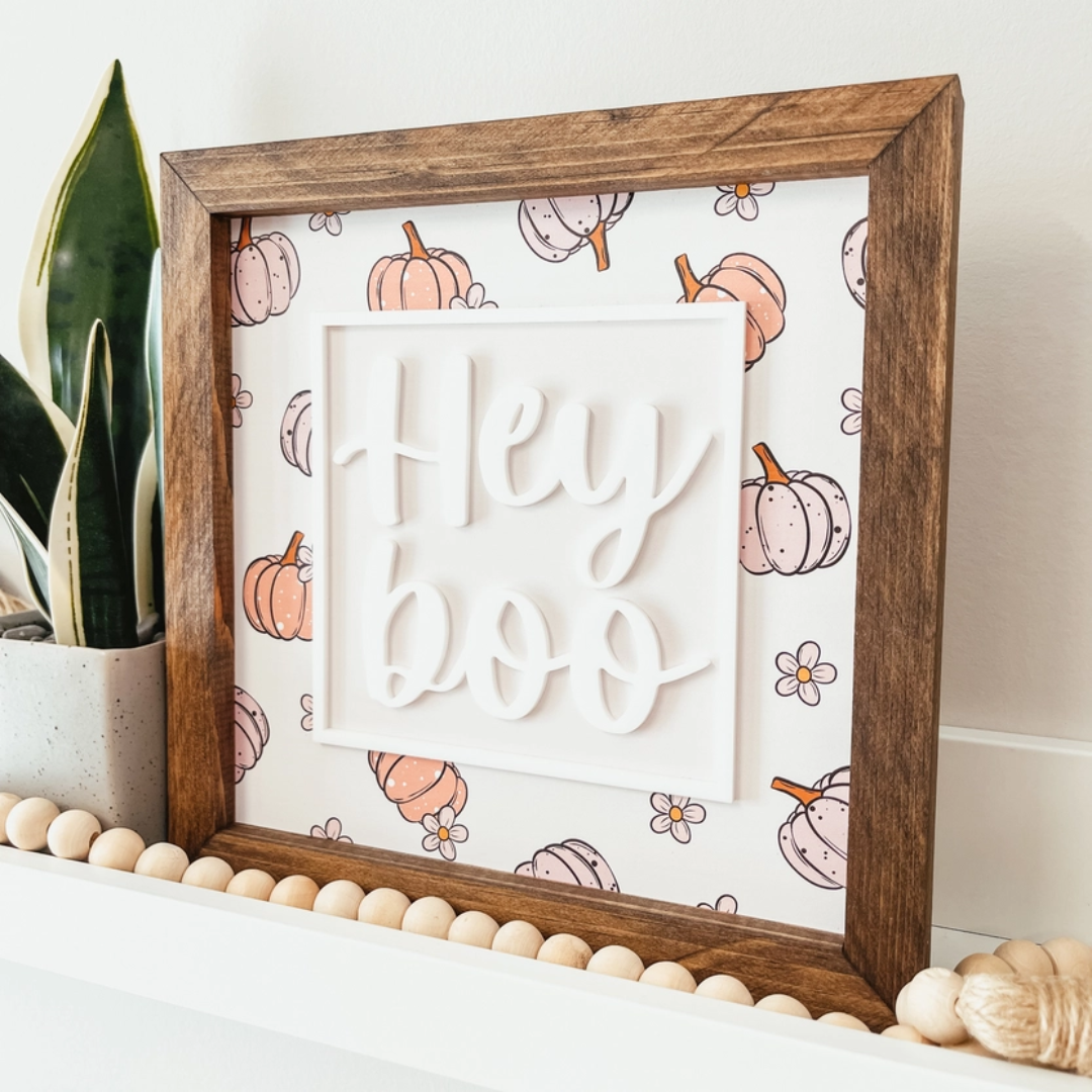 Hey Boo 3D Framed Wood Sign