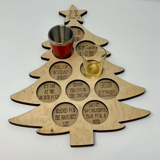 Christmas Flight Board For Shot Glasses