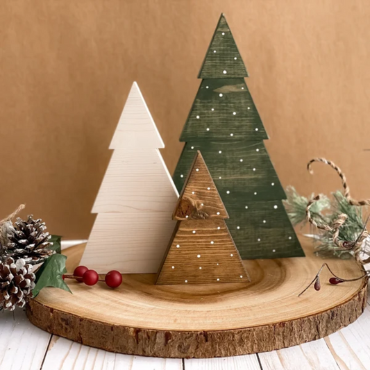 Wood Christmas Tree Shelf Decor