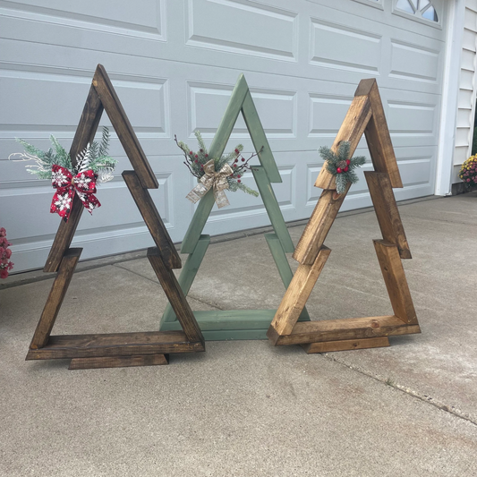 Christmas Tree Wooden with Ribbon Decor