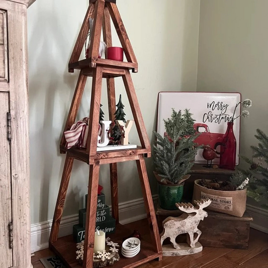 Stacked Wood Christmas Tree Shelf