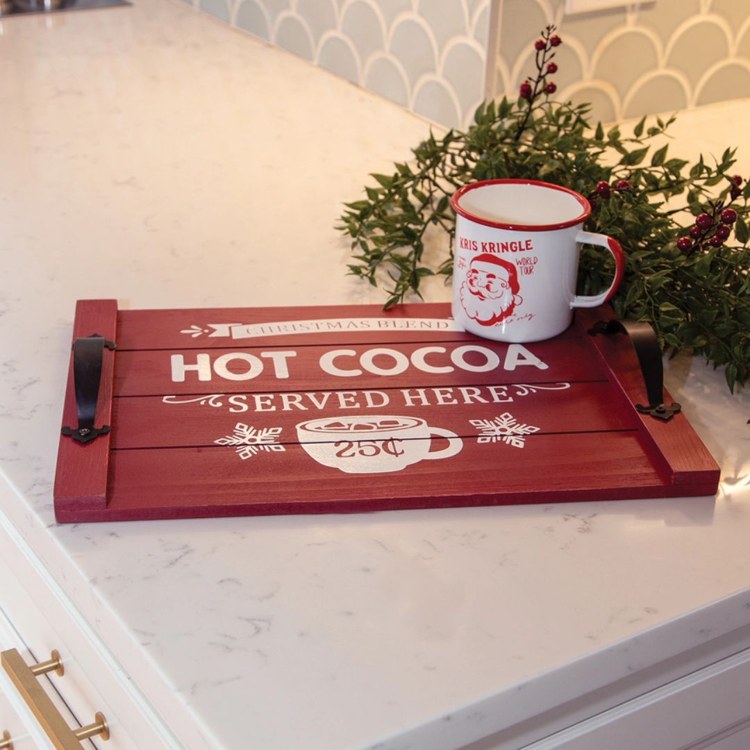 Hot Cocoa Served Here Wooden Tray