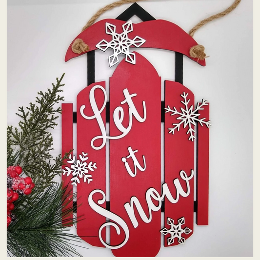 Let It Snow Wooden Door Hanger