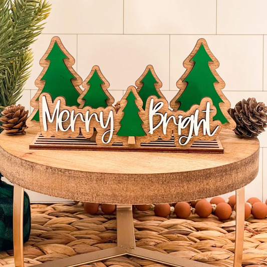 Merry Bright Christmas Wood Decor