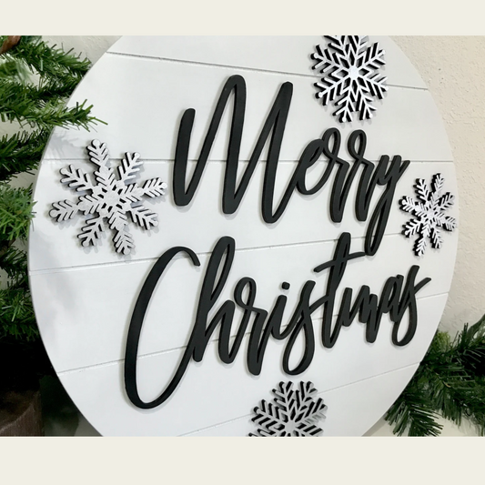 Merry Christmas Shiplap Door Hanger