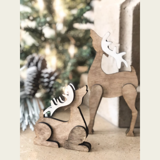 Reindeer Wood Shelf Decor (Set of 2)