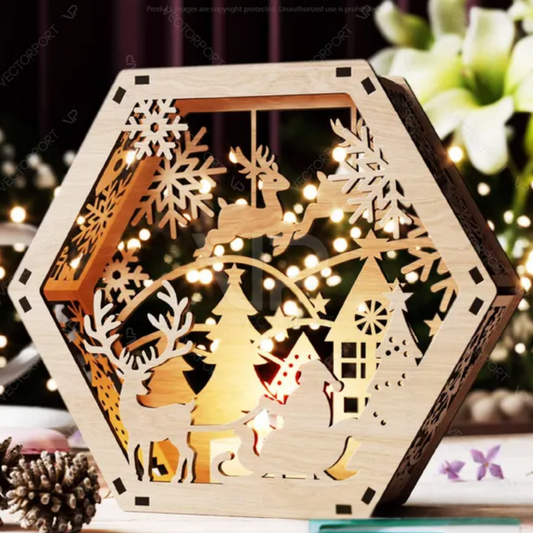 Santa, Reindeer,and Snowflakes Christmas Wooden Decor