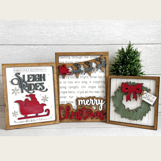 Sleigh Rides Christmas Wooden Shelf Decor